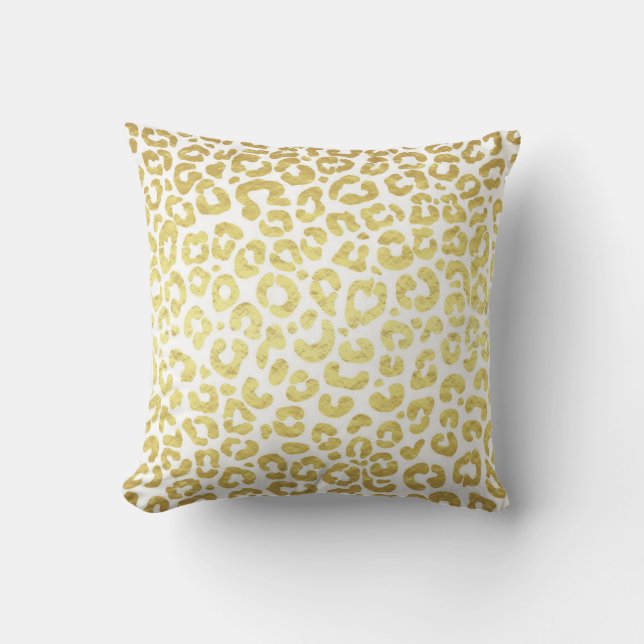 Chic Modern Gold White Leopard Jaguar Cheetah Kussen (Voorkant)