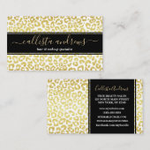 Chic Modern Gold White Leopard Jaguar Cheetah Visitekaartje (Voorkant / Achterkant)