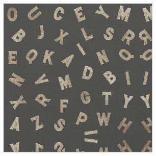 Chic Modern Goud Alfabet Letters Typografie Zwart Stof