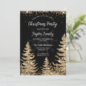 Chic Modern Gouden Glitter Kerstboomfeest Kaart (Staand voorkant)