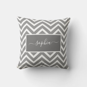 Chic Modern Gray Chevron Zig Zag Patroonnaam Kussen