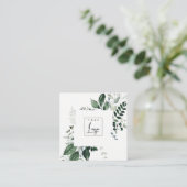 Chic Modern Green Leafy Tropical Foliage Fern Logo Vierkante Visitekaartje (Staand voorkant)