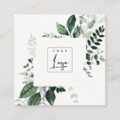 Chic Modern Green Leafy Tropical Foliage Fern Logo Vierkante Visitekaartje (Voorkant)