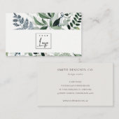 Chic Modern Green Leafy Tropical Foliage Fern Logo Visitekaartje (Voorkant / Achterkant)