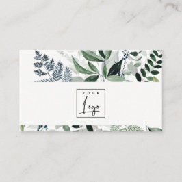 Chic Modern Green Leafy Tropical Foliage Fern Logo Visitekaartje
