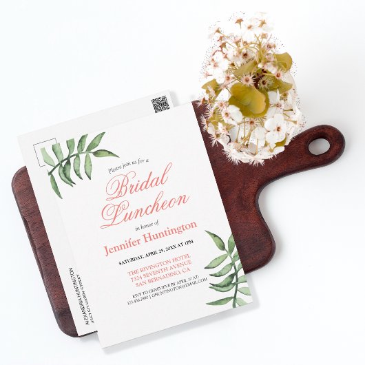Chic Modern Greenery Bridal Luncheon Briefkaart