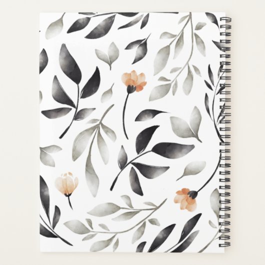 Chic Modern Grey and Peach Floral Planner (Achterkant)
