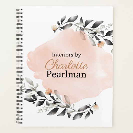 Chic Modern Grey and Peach Floral Planner (Voorkant)