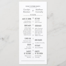 Chic Modern Grey | White Wedding Program Rack Kaar Programmakaart