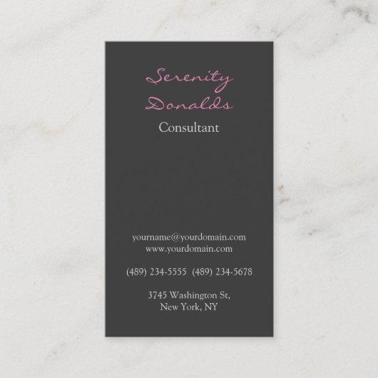Chic modern grijs kleurenhandschrift Uniek Visitekaartje (Voorkant)