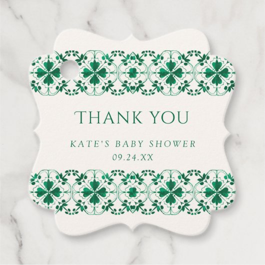 Chic Modern Groen St. Patrick's Day Baby shower Bedankjes Labels (Voorkant)