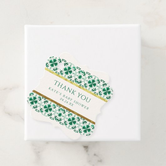 Chic Modern Groen St. Patrick's Day Baby shower Bedankjes Labels (In situ)