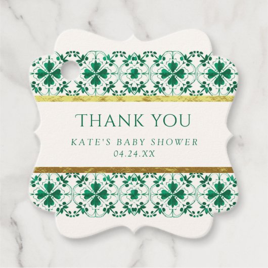 Chic Modern Groen St. Patrick's Day Baby shower Bedankjes Labels (Voorkant)