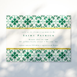 Chic Modern Groen St. Patrick's Day Baby shower Kaart