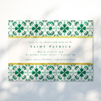 Chic Modern Groen St. Patrick's Day Baby shower Kaart
