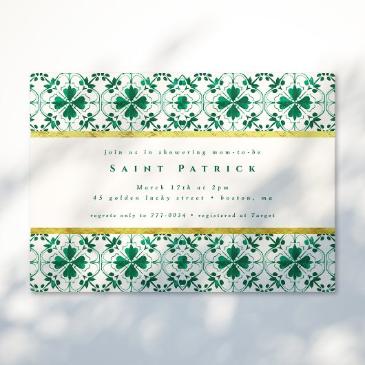 Chic Modern Groen St. Patrick's Day Baby shower Kaart