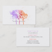 chic modern haarstaarthaar waterverf roze ombre visitekaartje (Voorkant / Achterkant)