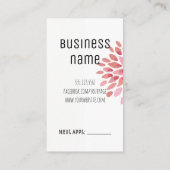 chic modern haarstylist roze roze floranje afsprakenkaartje (Achterkant)