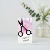 chic modern haarstylist roze schaar afsprakenkaartje (Staand voorkant)