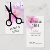 chic modern haarstylist roze schaar afsprakenkaartje (Voorkant / Achterkant)