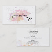 chic modern haarstylist waterverf kalligrafie visitekaartje (Voorkant / Achterkant)