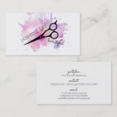 chic modern hair stylist waterverf paars grunge visitekaartje (Voorkant / Achterkant)