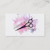 chic modern hair stylist waterverf paars grunge visitekaartje (Voorkant)
