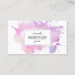 chic modern hair stylist waterverf roze grunge visitekaartje