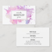 chic modern hair stylist waterverf roze grunge visitekaartje (Voorkant / Achterkant)