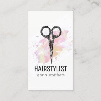 chic modern hair stylist waterverf roze grunge visitekaartje