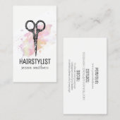chic modern hair stylist waterverf roze grunge visitekaartje (Voorkant / Achterkant)