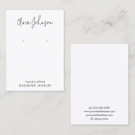 Chic Modern Hand Geletterde Sieraden Oorbel Displa Visitekaartje (Voorkant / Achterkant)