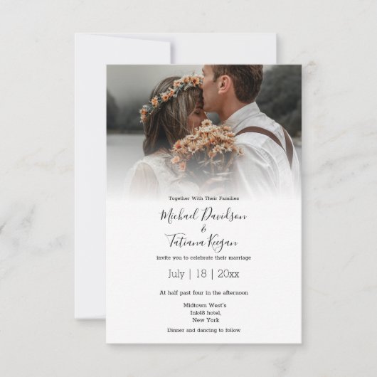 chic modern handschrift bruiloft foto Uitnodiging (Voorkant)