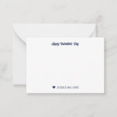 Chic Modern Hartpatroon Blauw Roze Valentijnsdag Notitiekaartje (Voorkant)