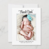 Chic Modern Heart Script Custom Pasgeboren Baby Fo Bedankkaart (Voorkant)