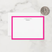 Chic Modern Hot Pink Correspondentie Notitiekaartje (Voorkant / Achterkant in situ)