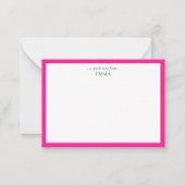 Chic Modern Hot Pink Correspondentie Notitiekaartje (Voorkant)