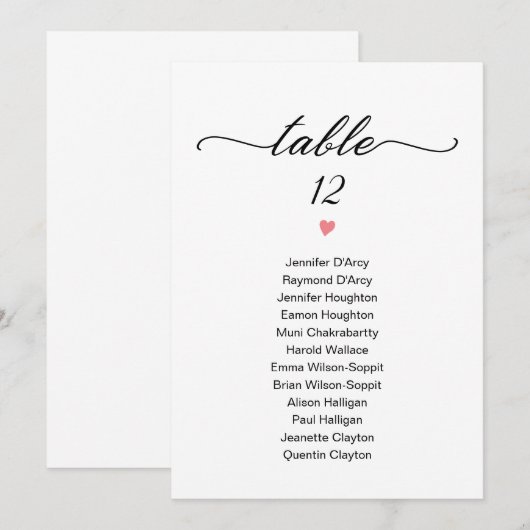 Chic Modern individuele trouwtabel | Kaart (Voorkant / Achterkant)