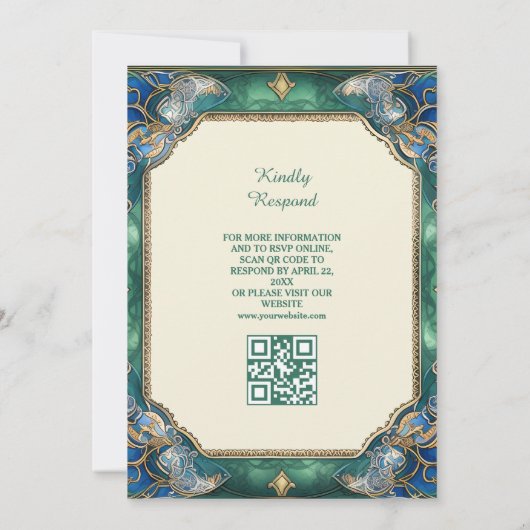 Chic Modern Islamitische bruiloft Nikah met QR-cod Kaart (Achterkant)