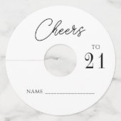 Chic modern juichen 21 verjaardagsfeestje wijnglaslabel (Voorkant)