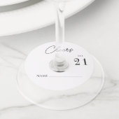 Chic modern juichen 21 verjaardagsfeestje wijnglaslabel (Dichtbij)
