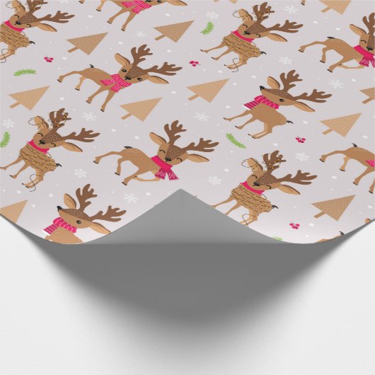 Chic Modern Kerstvakantierendiertje Cadeaupapier (Hoek)