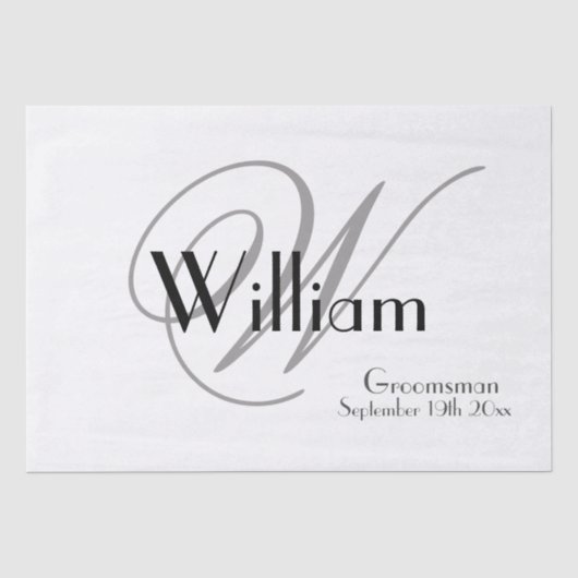 Chic Modern Klassiek Gepersonaliseerde Naam + Mono Tissuepapier (Voorkant)