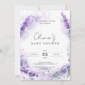 Chic Modern Lavender Photo Baby shower Kaart (Voorkant)