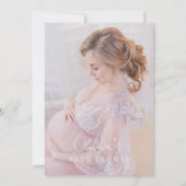 Chic Modern Lavender Photo Baby shower Kaart (Achterkant)