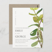CHIC MODERN LEAFY WATERVERF FOLIAGE BEWAREN DE DAT BRIEFKAART (Voorkant / Achterkant)