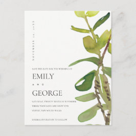 CHIC MODERN LEAFY WATERVERF FOLIAGE BEWAREN DE DAT BRIEFKAART