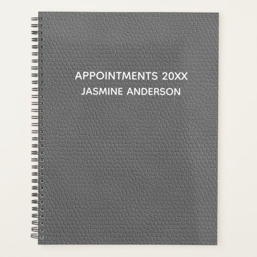 Chic Modern lederen grijs 2026 Wekelijks Maandelij Planner (Voorkant)