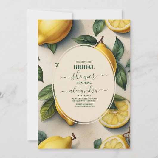 Chic Modern Lemon Mediterranean Vrijgezellenfeest Kaart (Voorkant)