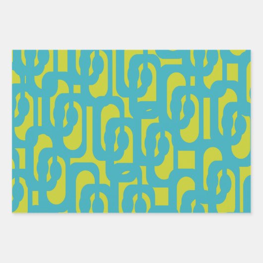 Chic Modern Limoen en Turquoise Loop Pattern Inpakpapier Vel (Voorkant)